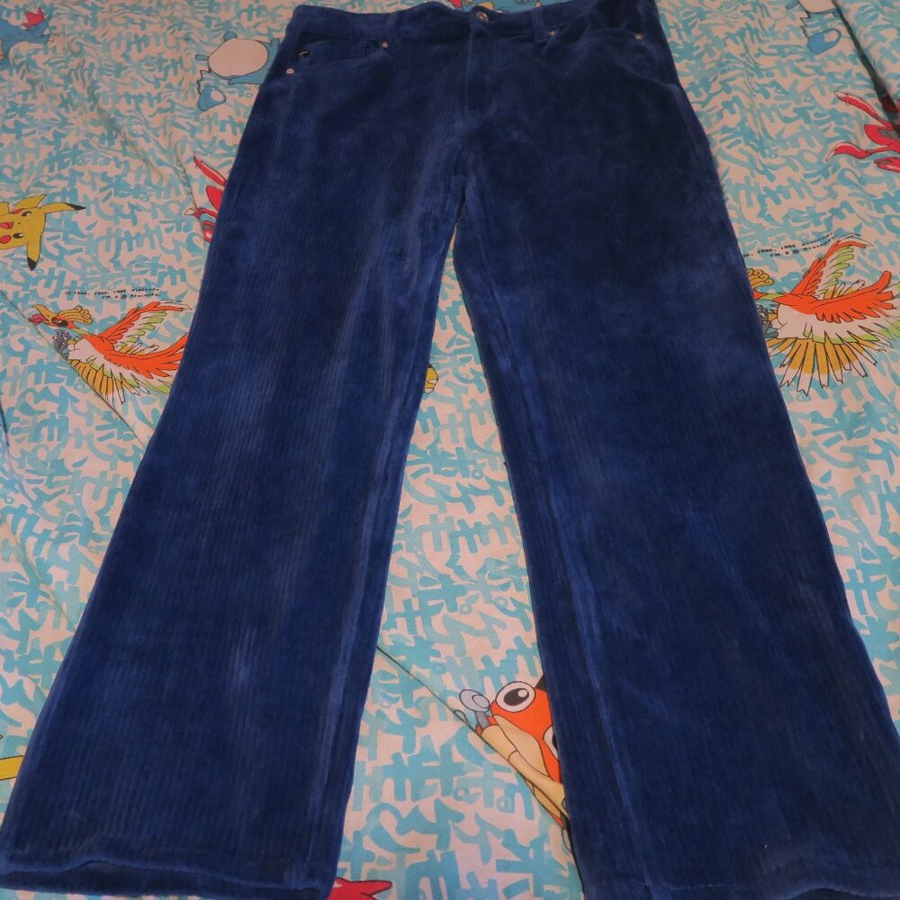 KanCan High Rise Wide Wale Corduroy Straight Pants Sz 32x28 Royal Blue ST1518HR